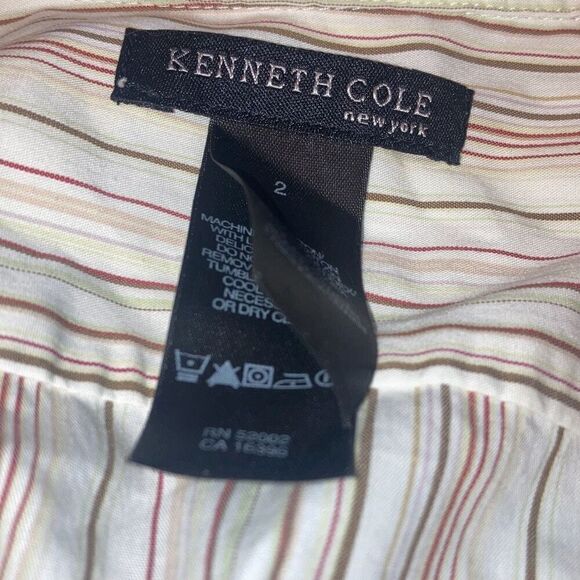 Vtg Y2K Kenneth Cole Sz 2 Multicolor Striped Belted Long Length Tunic Dress Top - Picture 5 of 5